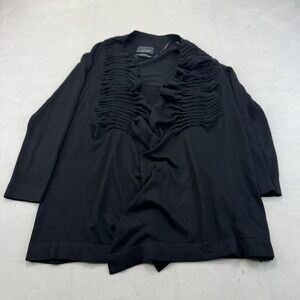 Line Women's Black Ruched Open Front Cardigan Size L Knit Wrap